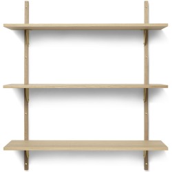 Sector Shelf – Triple and Wide – Oak / Brass - Ferm Living