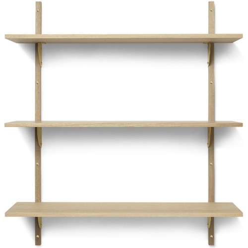 Sector Shelf – Triple and Wide – Oak / Brass - Ferm Living