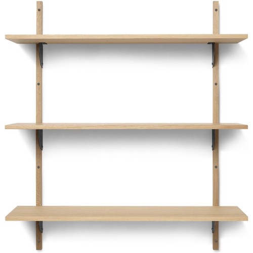 Sector Shelf – Triple and Wide – Oak / Black brass - Ferm Living