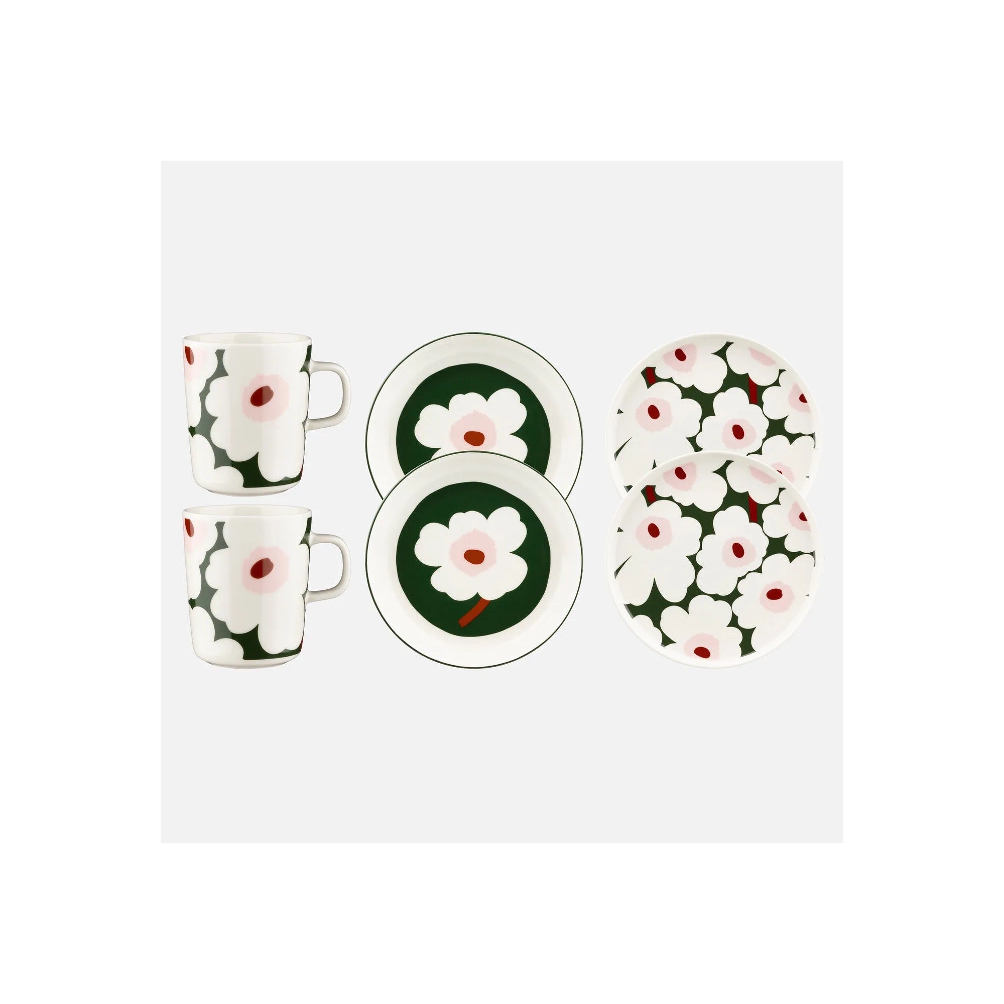 Set de mugs et assiettes Unikko 163, 6 pcs - Marimekko