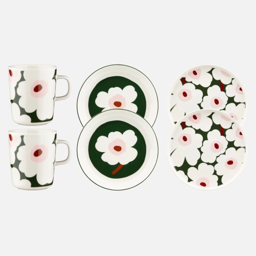 Set de mugs et assiettes Unikko 163, 6 pcs - Marimekko