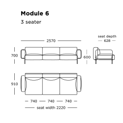 Hang 3-seater sofa - module 6 - Remix 753 fabric / black powder coated legs - OFFER - Wendelbo