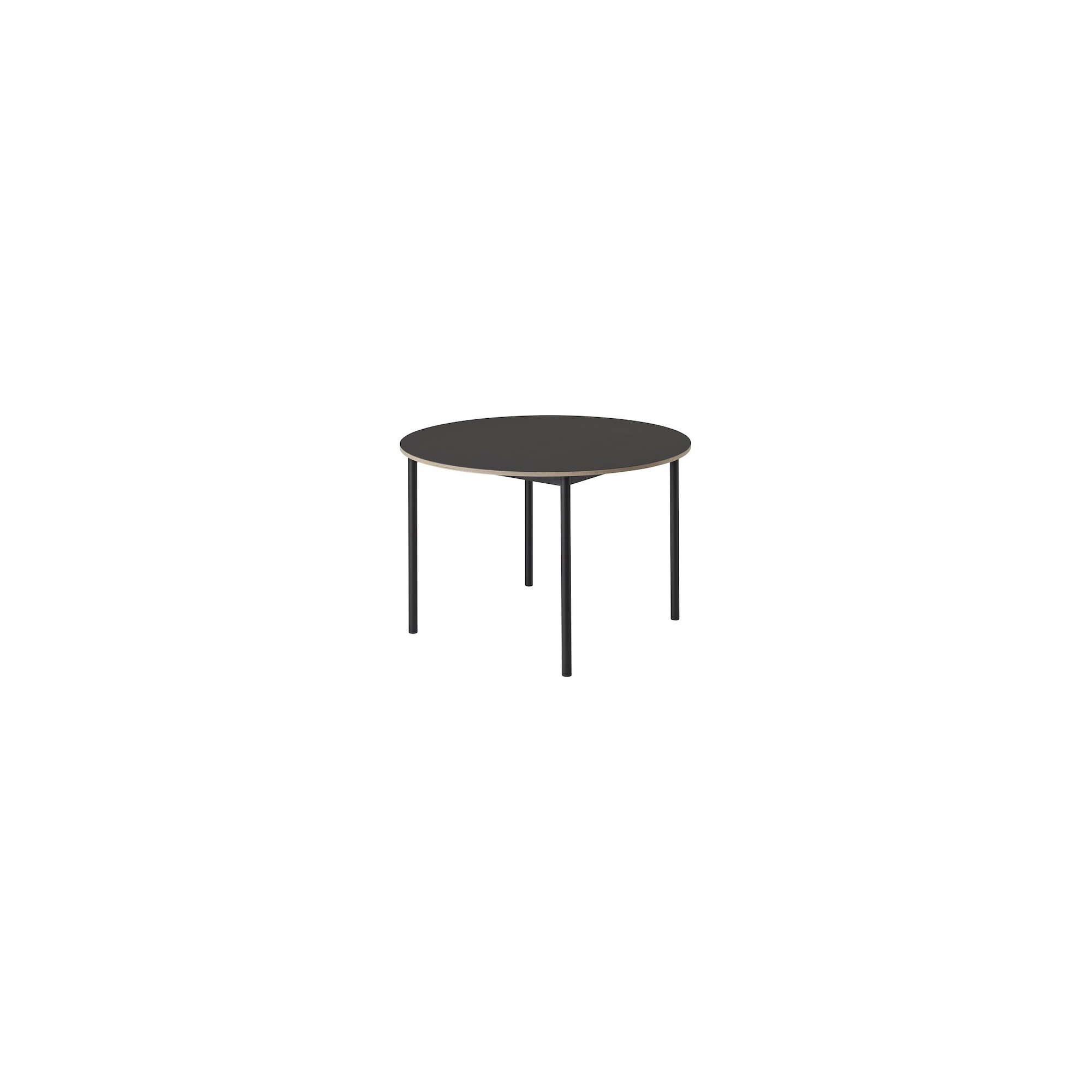 black laminate + plywood edge + black base - Base round table - Muuto