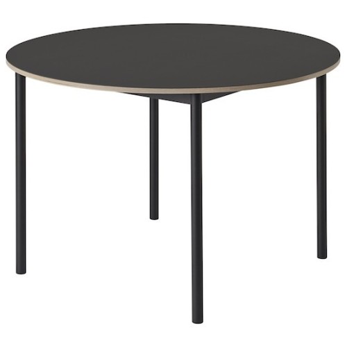 black laminate + plywood edge + black base - Base round table - Muuto