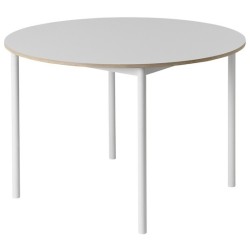 white laminate + plywood edge + white base - Base round table - Muuto