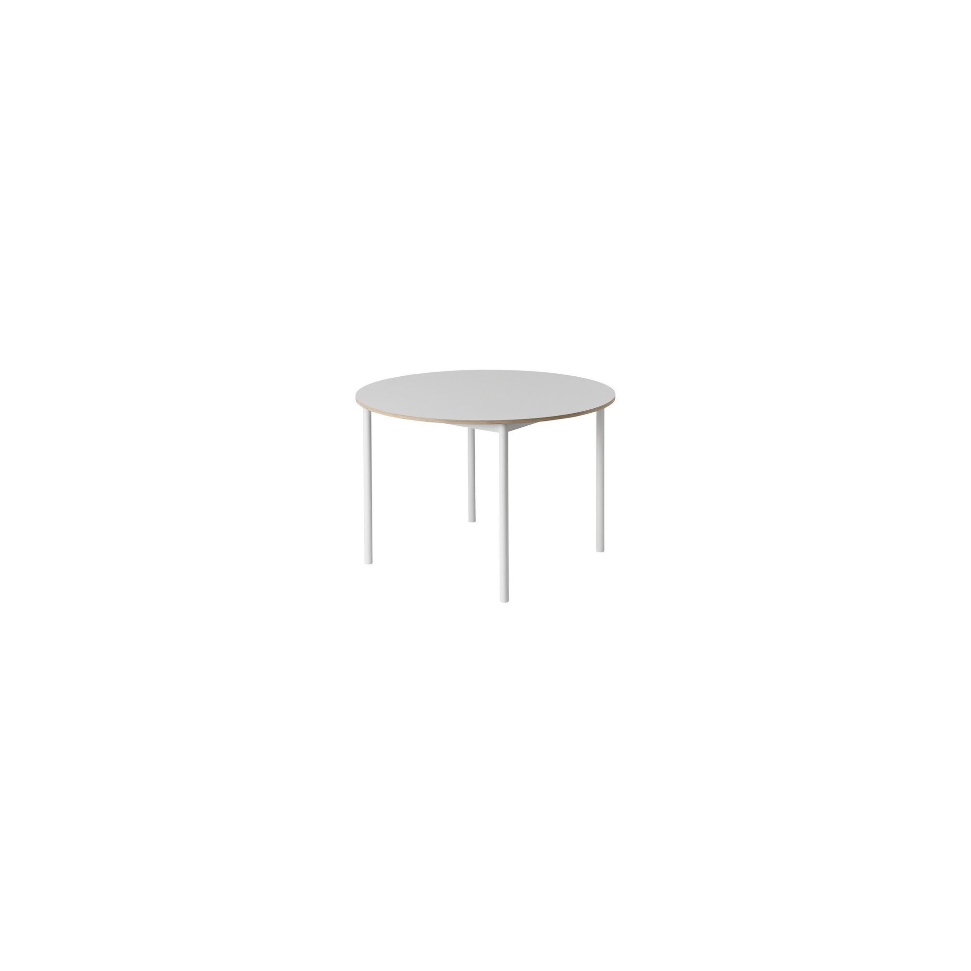 white laminate + plywood edge + white base - Base round table - Muuto