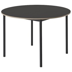 black linoleum + plywood edge + black base - Base round table - Muuto