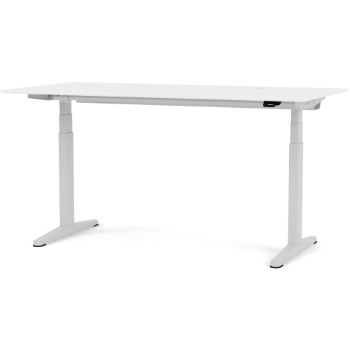 Bureau ajustable HiLow 3 – 160 x 80 cm – Micro stratifié Snow / Base aluminium - Montana