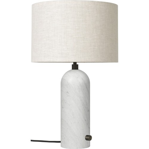 Small Gravity table lamp – White marble + Canvas lampshade - Gubi