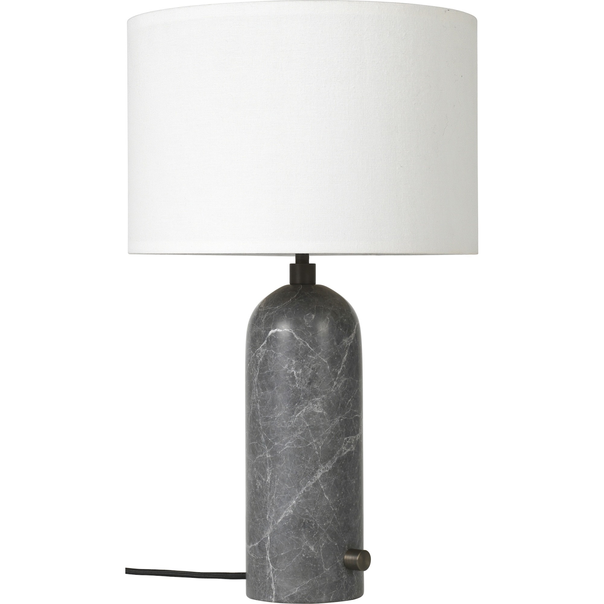 Small Gravity table lamp – Grey marble + White lampshade - Gubi