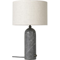 Petite Lampe de table Gravity – Marbre gris + Abat-jour canvas - Gubi