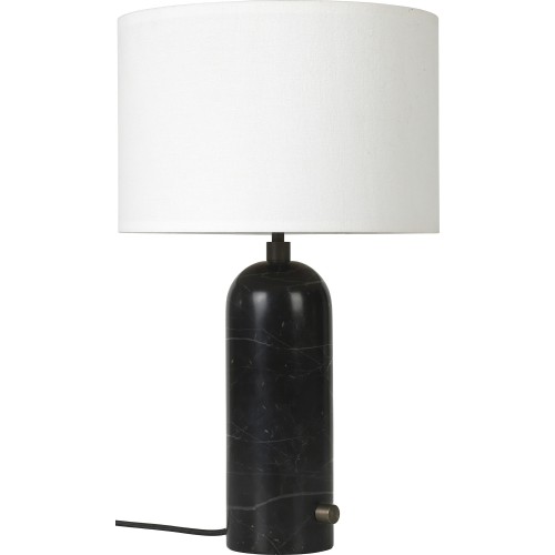 Small Gravity table lamp – Black marble + White lampshade - Gubi