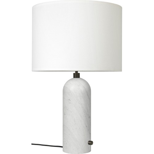 Large Gravity table lamp – White marble + White lampshade - Gubi