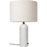 Large Gravity table lamp – White marble + Canvas lampshade - Gubi