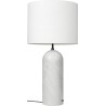 Gravity XL Low, floor lamp – White marble + White lampshade - Gubi