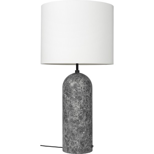 Gravity XL Low, floor lamp – Grey marble + White lampshade - Gubi