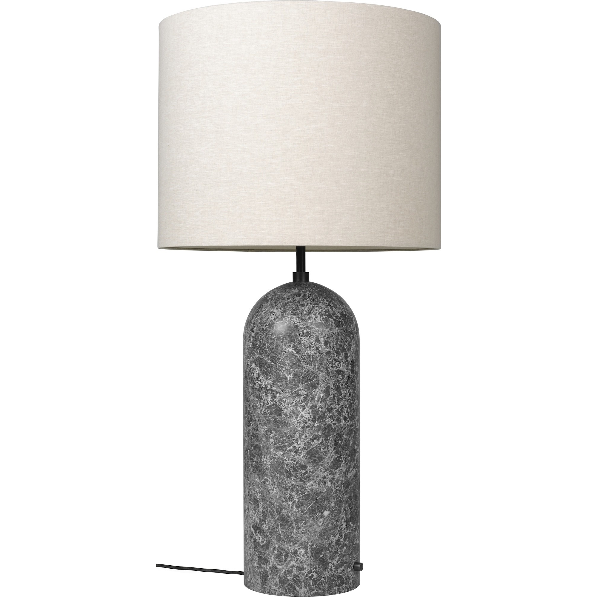 Gravity XL Low, floor lamp – Grey marble + Canvas lampshade - Gubi