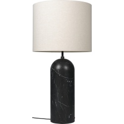 Gravity XL Low, floor lamp – Black marble + Canvas lampshade - Gubi