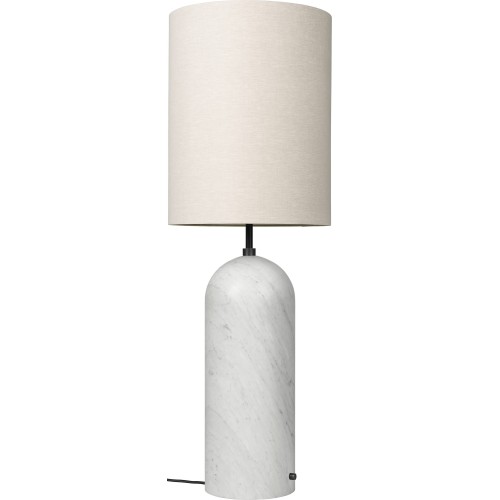 Gravity XL High, floor lamp – White marble + Canvas lampshade - Gubi