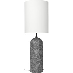 Lampadaire Gravity XL Haut – Marbre gris + Abat-jour blanc - Gubi