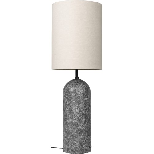 Lampadaire Gravity XL Haut – Marbre gris + Abat-jour canvas - Gubi