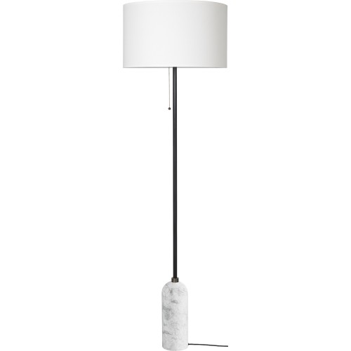 Gravity floor lamp – White marble + White lampshade - Gubi