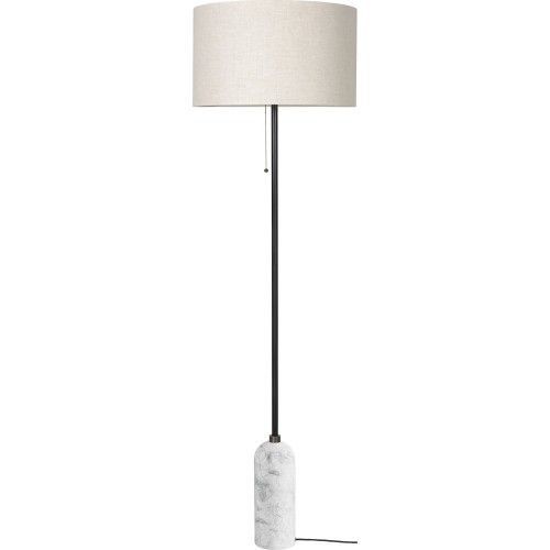 Gravity floor lamp – White marble + Canvas lampshade - Gubi