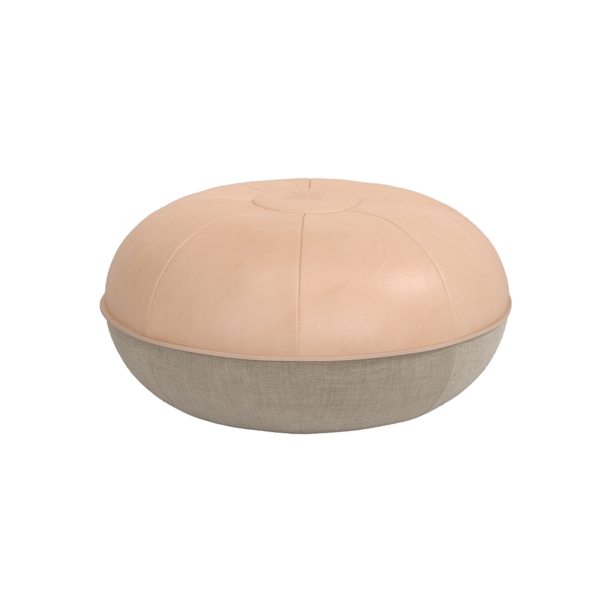 Fritz Hansen Pouf – Ø50 x H24 cm – Natural leather / Natural Linen