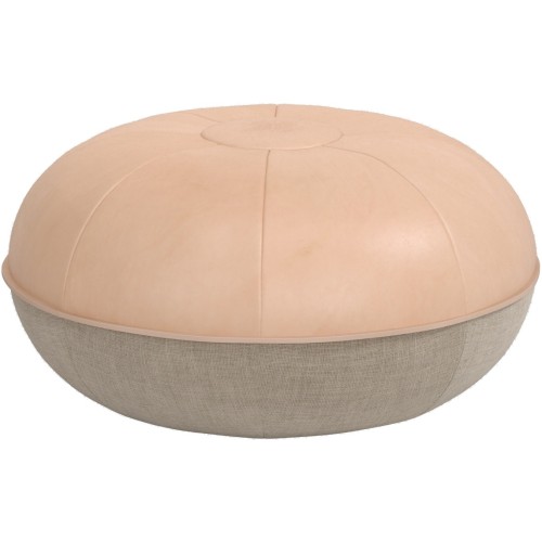 Fritz Hansen Pouf – Ø50 x H24 cm – Natural leather / Natural Linen