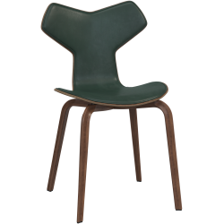 Chaise Grand Prix Édition Spécial – Pied bois – Noyer + cuir Pure Vert forêt - Fritz Hansen