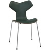 Grand Prix chair Special Edition – Metal legs, Without armrest – Walnut + Forest green Pure leather + Chrome base - Fritz Hansen