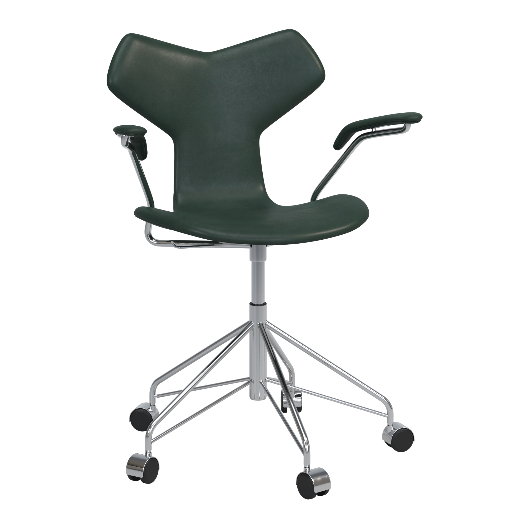 Grand Prix chair Special Edition – Swivel base – Forest green Pure leather - Fritz Hansen