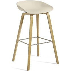 AAS32 Bar stool -Melange Cream shell + Oak base - H65 - Plastic gliders - OFFER - HAY