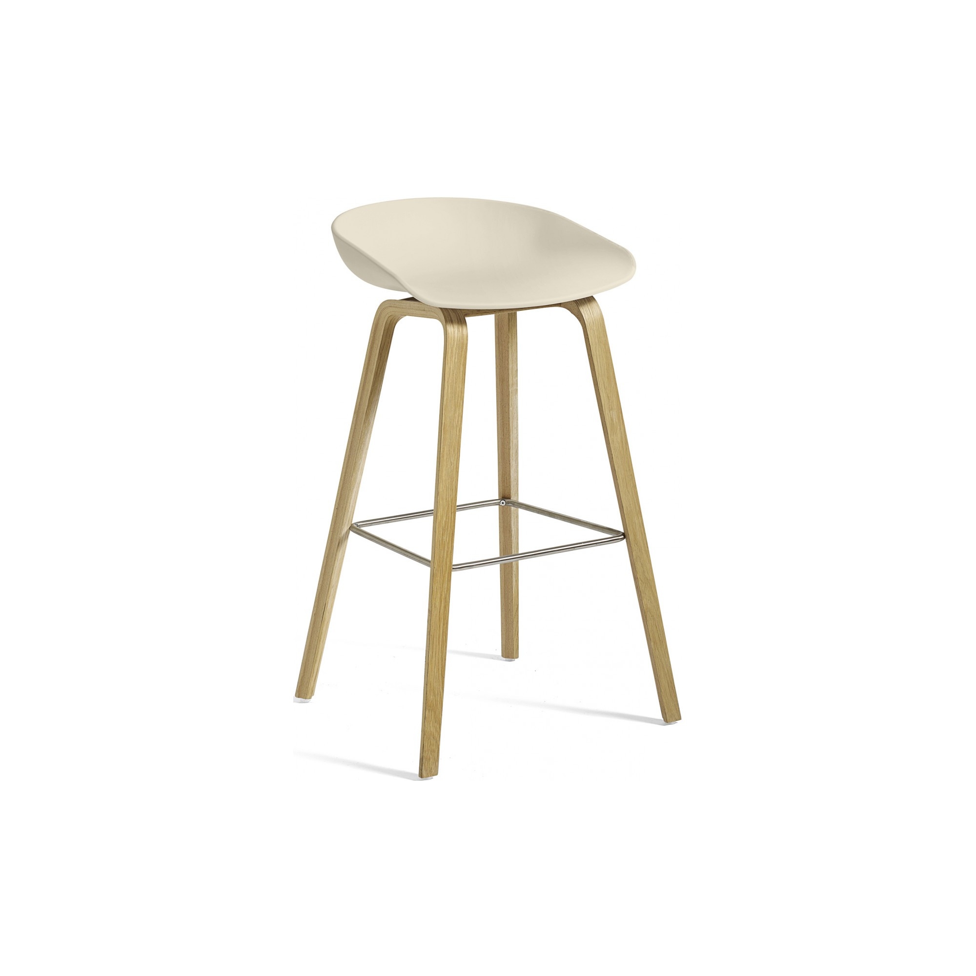 AAS32 Bar stool -Melange Cream shell + Oak base - H65 - Plastic gliders - OFFER - HAY