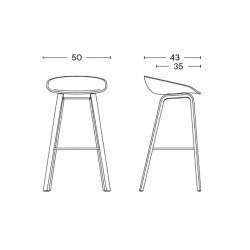 AAS32 Bar stool -Melange Cream shell + Oak base - H65 - Plastic gliders - OFFER - HAY