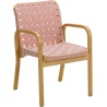 Fauteuil 45 – Toile de lin Blanc / Rose + Bouleau teinté miel + Accoudoirs nus - Artek