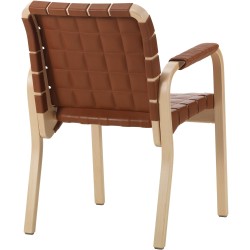 Armchair 45 – Walnut Elegance leather + Naturel lacquered birch + Walnut winding leather armrests - Artek