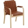 Armchair 45 – Walnut Elegance leather + Naturel lacquered birch + Walnut winding leather armrests - Artek