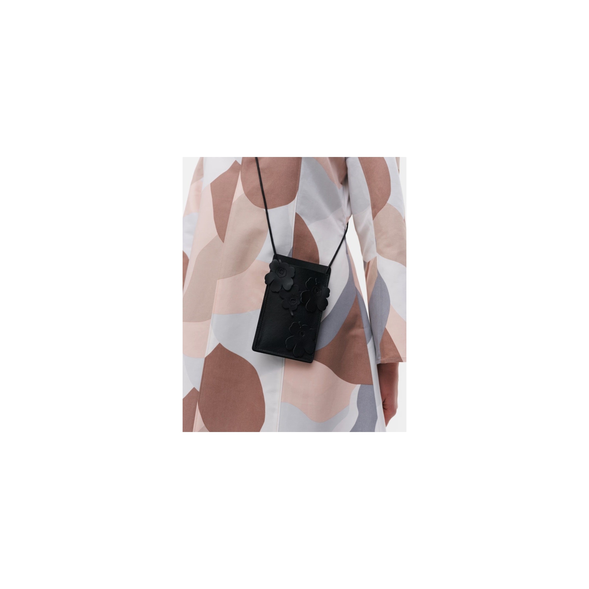 - Marimekko Imprint Pochette téléphone portable Pocket 3D Unikko - noir 009