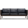 CH163 - 3-seater sofa - oiled walnut - Black Thor leather