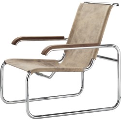 S35 Armchair – Buffalo leather + Walnut armrests - OFFER - Thonet