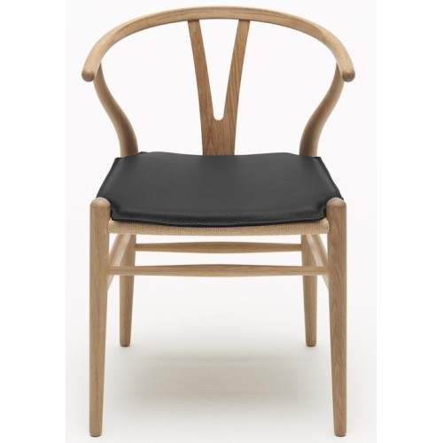 Galette d'assise - cuir noir Loke 7150 - pour CH24 - Carl Hansen & Søn