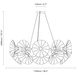 Nuura – Petalii Chandelier, white and polished brass