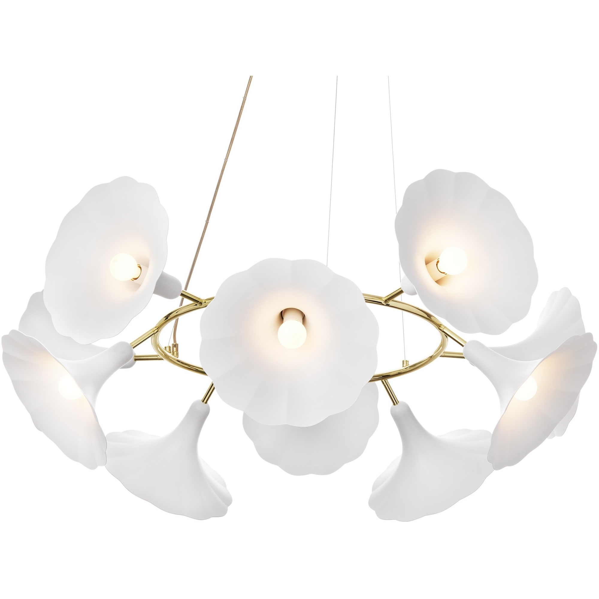 Nuura – Petalii Chandelier, white and polished brass