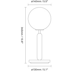 Nuura – Lampe de table Miira laiton et verre opal blanc