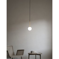 Nuura – Miira 1 pendant, brass and white opal glass