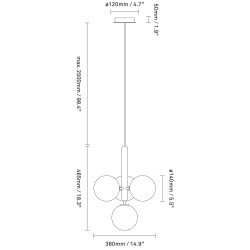 Nuura – Suspension Miira 4, laiton et verre opal blanc