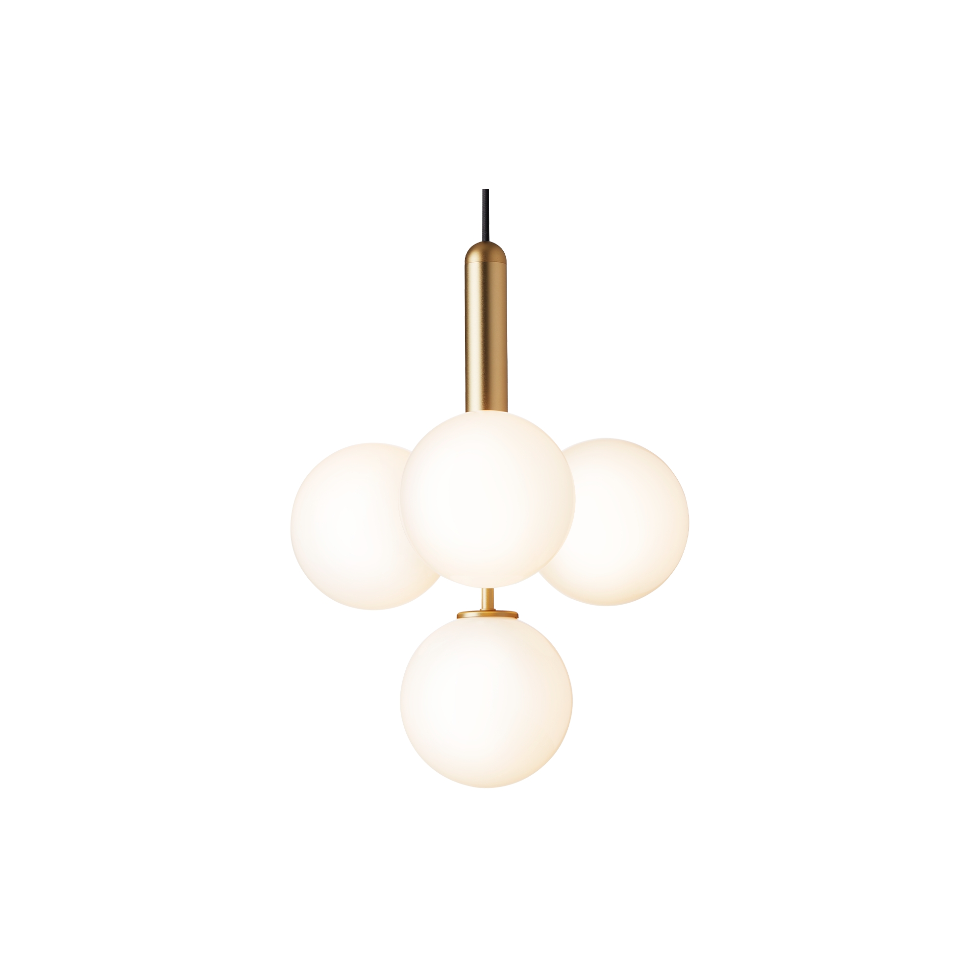 Nuura – Miira 4 pendant, brass and white opal glass