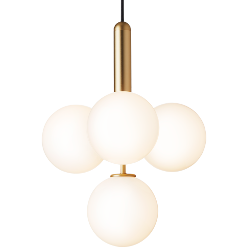 Nuura – Miira 4 pendant, brass and white opal glass