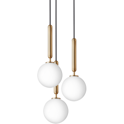 Nuura – Miira 3 pendant, brass and white opal glass